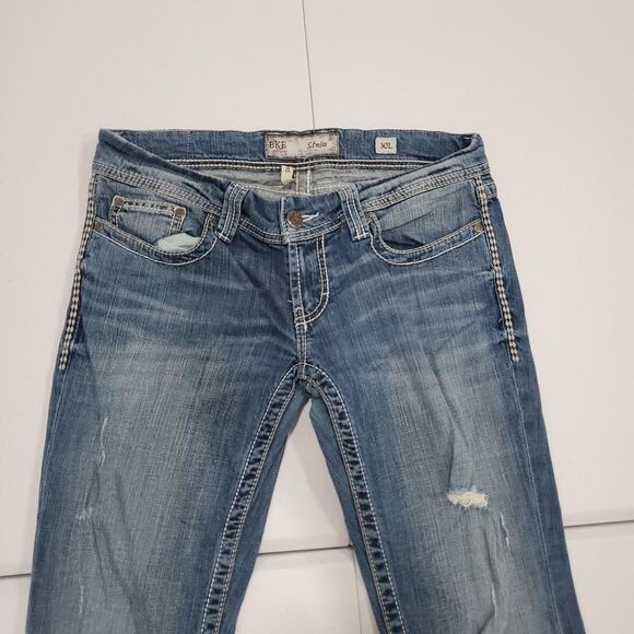 Y2K BKE Stella Jeans Low Rise Womens 30L Long Blue Slim Boot Bootcut Distressed - Picture 2 of 13